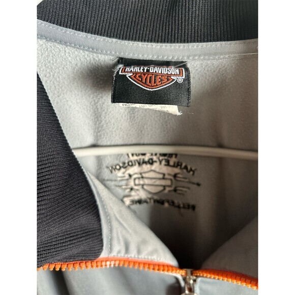 Harley Davidson Men’s Full Zip Embroidered Biker Jacket Gray Orange‎ Black 2xl - Picture 2 of 6